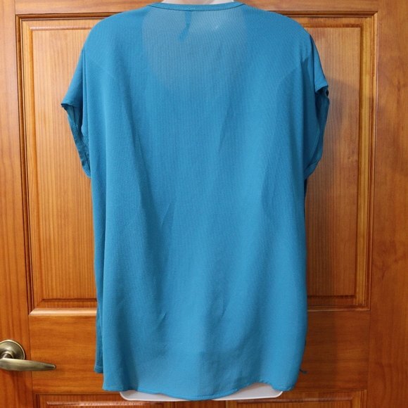 Milla Blue Fringe Swing Top Mixed Media Boho Festival Hippie Western Medium - Picture 6 of 12